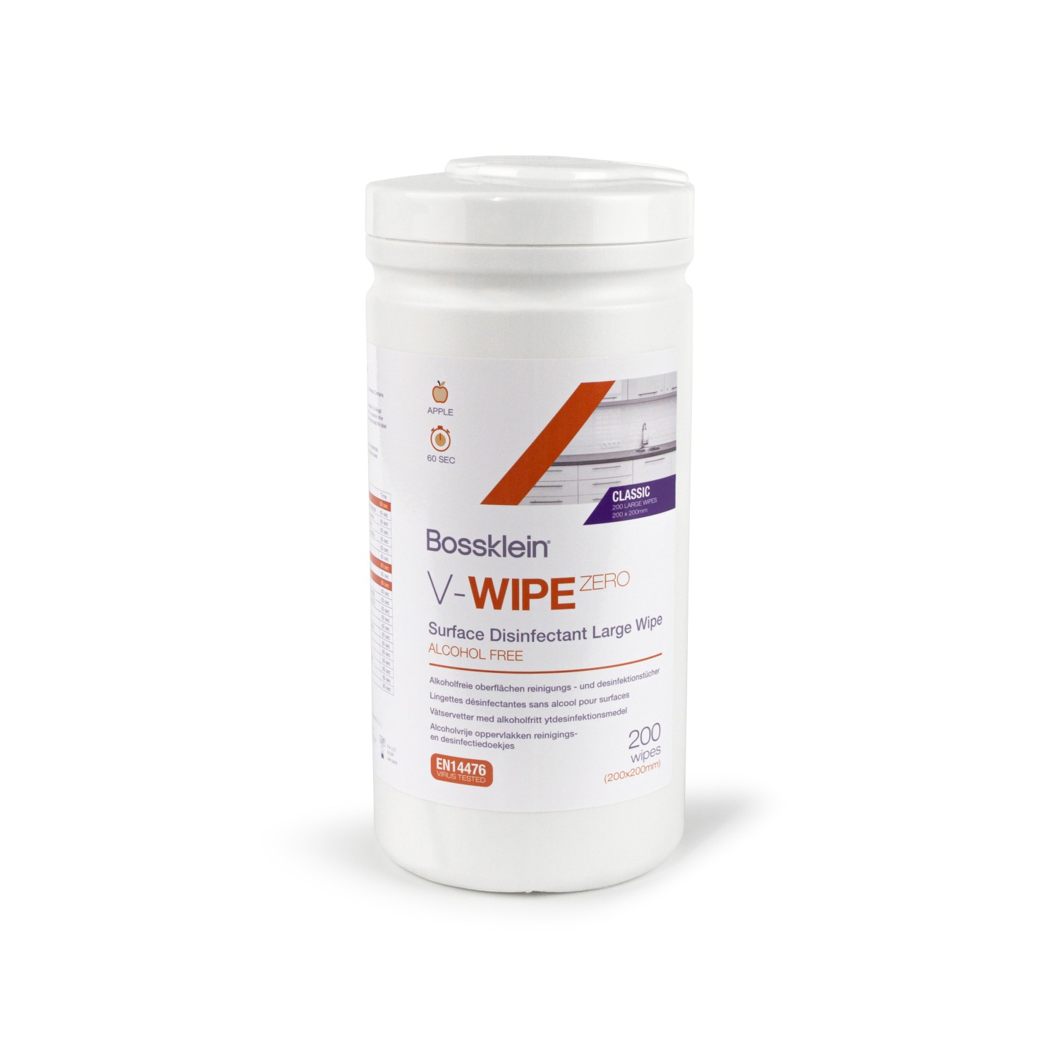 Bossklein V-Wipes  - кърпички за повърхности без алкохол  кутия  х 200 бр размер 200х200 мм