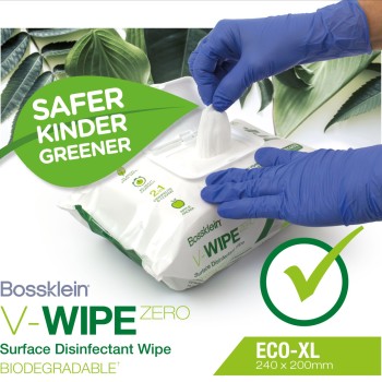 Bossklein  V-WIPE Zero ECO-XL wipes - биоразградими кърпички за най-високо ниво на дезинфекция 100 бр