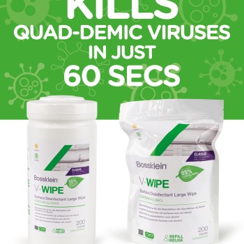 Bossklein V-Wipes - кърпички с алкохол рефил 200 бр. за повърхности с аромат на лимон