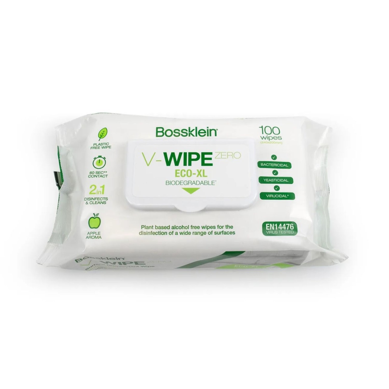 Bossklein  V-WIPE Zero ECO-XL wipes - биоразградими кърпички за най-високо ниво на дезинфекция 100 бр